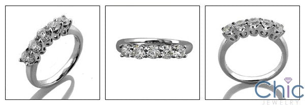 Wedding 5 Round in Share Prong 1 Ct Cubic Zirconia CZ Band 