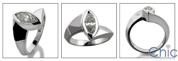 Solitaire 1 Ct Marquise Bezel Cubic Zirconia Cz Ring