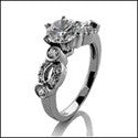 Engagement Round Brilliant 1 Ct Center 6 Prong Bezel Pave Cubic Zirconia Cz Ring