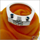Half Carat RoundCubic Zirconia Channel Center 14k White Gold Ring