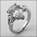 3 Stone Pear Shape Cubic Zirconia 14k White Gold Ring