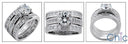 Matching Set 1.5 Round Center & Ct Princess Channel Wedding Cubic Zirconia Cz Ring