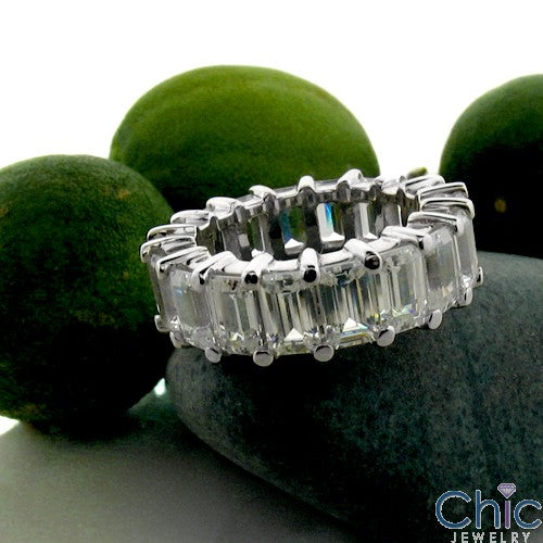 Eternity 9 Ct Emerald Share Prong Cubic Zirconia Cz Ring