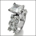 Engagement 2 Ct Princess Center Channel Baguettes Cubic Zirconia Cz Ring