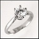 Solitaire 1 Ct Round Stone In Crown Prongs Cubic Zirconia Cz Ring