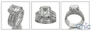 Matching Set 3 Ct Radiant Center Pave Double Cubic Zirconia Cz Ring