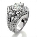 Round 1 Ct Center Channel Set Sides Cubic Zirconia Anniversary 14K White Gold Ring
