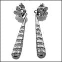 Long Spiral Pave set Cubic Zirconia CZ Earrings