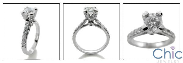 Engagement 0.75 Round center Ca dral Setting Cubic Zirconia Cz Ring