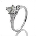 Engagement Pear 1 Ct Channel Baguettes Cubic Zirconia Cz Ring