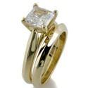 1 Ct Princess Cubic Zirconia Solitaire Ring Wedding  Band Set Solid 14K Gold