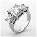 3 Stone 3.70 Ct 3 Princess in Prongs Cubic Zirconia Cz Ring