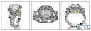 Engagement 2.5 Emerald Step Center Two Tone Cubic Zirconia Cz Ring