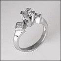 Cubic Zirconia 1 Carat Round Engagement Ring Princess CZ Sides 14K White Gold