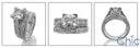 Matching Set 1.5 Princess Center Criss Cross Pave Wedding Cubic Zirconia Cz Ring