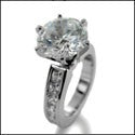 4 Ct Round Highest Quality Cubic Zirconia Center Eternity Style Engagement Ring 14K White Gold