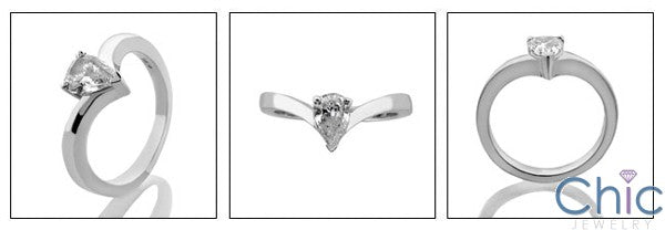 Solitaire .75 Pear Center Engagement Cubic Zirconia Cz Ring