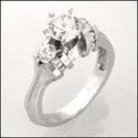 Round 1 Carat High Quality Cubic Zirconia  6 Prong Engagement Ring 14K White Gold