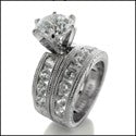 Matching Set HCt Engraved Wedding Ring Ct Cubic Zirconia Cz Ring