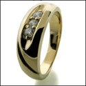Mens Round Prong Set Yellow Gold Cubic Zirconia CZ Wedding Band