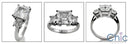 3 Stone 1.5 Ct . Princess Center .60 Cubic Zirconia Cz Ring