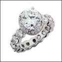 2.25 Round CZ Center Eternity Cubic Zirconia Engagement Ring 14k White Gold