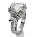 Engagement 2.5 Emerald Step Center Two Tone Cubic Zirconia Cz Ring