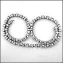 Cubic Zirconia Cz Oval Ct Round Stone in Prongs Necklace