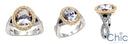 Oval 5 Ct Cubic Zirconia Two Tone Gold Halo Pave Cz Engagement Ring