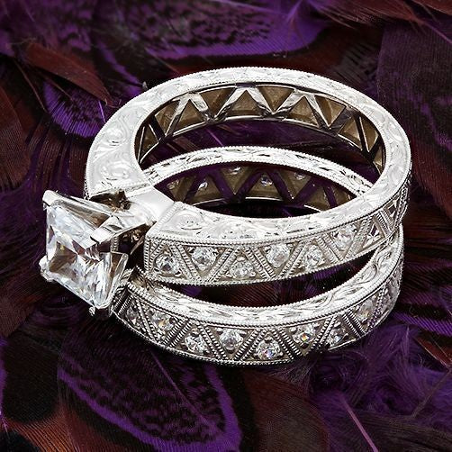 Matching Engagement Set 1.25 Princess Center Eternity Cubic Zirconia Rings
