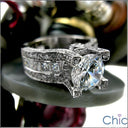2.25 Round Center High Quality Cubic Zirconia  Channel Pave Euro Shank 14K White Gold Engagement Ring