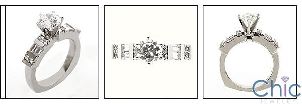 Engagement European Shank 0.75 Round Center Channel Cubic Zirconia Cz Ring