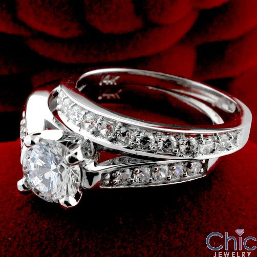 Matching Set .75 Round .85 Ct Wedding Cubic Zirconia Cz Ring