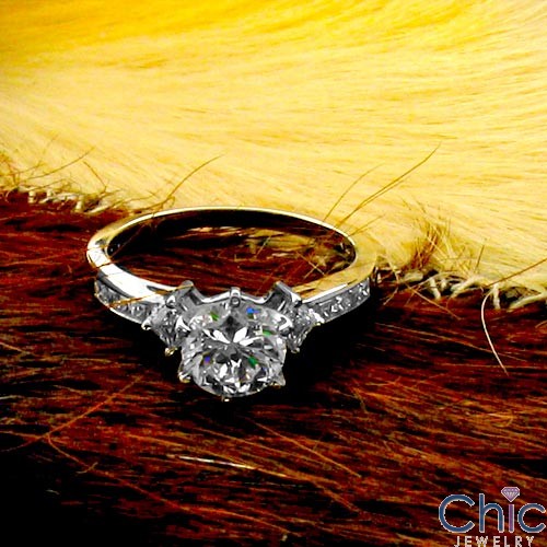 Engagement Round Center 1 Ct princess Cubic Zirconia Cz Ring