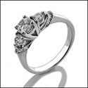 Anniversary 0.45 round Center Prong Ct Pave Set Cubic Zirconia Cz Ring