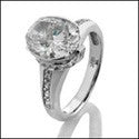 Engagement 3 Ct Oval Half Bezel Cubic Zirconia Cz Ring