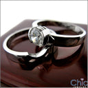 Matching Set 1 Ct Round Half Bezel Ct Fitted Wedding Cubic Zirconia Cz Ring