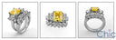 Matching Set 3 Ct Canary Radiant 5 stone Princess Cubic Zirconia Cz Ring