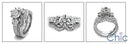 Matching Set 1 Ct Round Center Engraved Fitted Cubic Zirconia Cz Ring