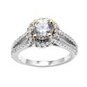 Engagement 1 Ct Round Center Yellow Prongs Halo Pave Cubic Zirconia 14k Gold Cz Ring