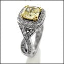 Estate 1.25 Light Canary Cushion Cubic Zirconia Cz Ring