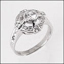 Estate .70 Ct Round Bezel Center Pave Cubic Zirconia Cz Ring