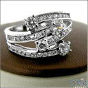 Free Form Right Hand Ring with Pave and Prong set round CZ Diamonds 14K Gold