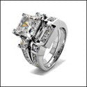 Matching Set 4.4 TCW Princess Cubic Zirconia Cz Ring