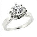 Engagement 1.0 Ct Round Center Base Pave Cubic Zirconia Cz Ring