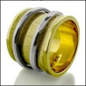 Wedding Brushed Yellow GOLD High Polished White gold Band