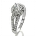 Engagement .75 Round Center 1 Ct Pave Cubic Zirconia Cz Ring