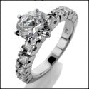 Engagement 1 Ct Round Center 6 prongs Tyffany Cubic Zirconia Cz Ring