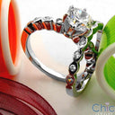 Wedding .10 TCW Round Stone Narrow Shank Cubic Zirconia CZ Band 