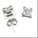 2 Princess Studs Cubic Zirconia CZ Earrings